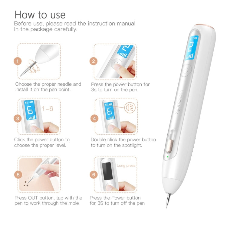 XPREEN XPRE051 Professional Wireless Rechargeable Mole Freckle Dark Spots Tattoo Wart Removal Pen Skin Tag Spot Eraser Pro Beauty Sweep Spot Pen Kit With LED Screen & Spotlight(White) - Beauty Instrument by Xpreen | Online Shopping South Africa | PMC Jewellery | Buy Now Pay Later Mobicred