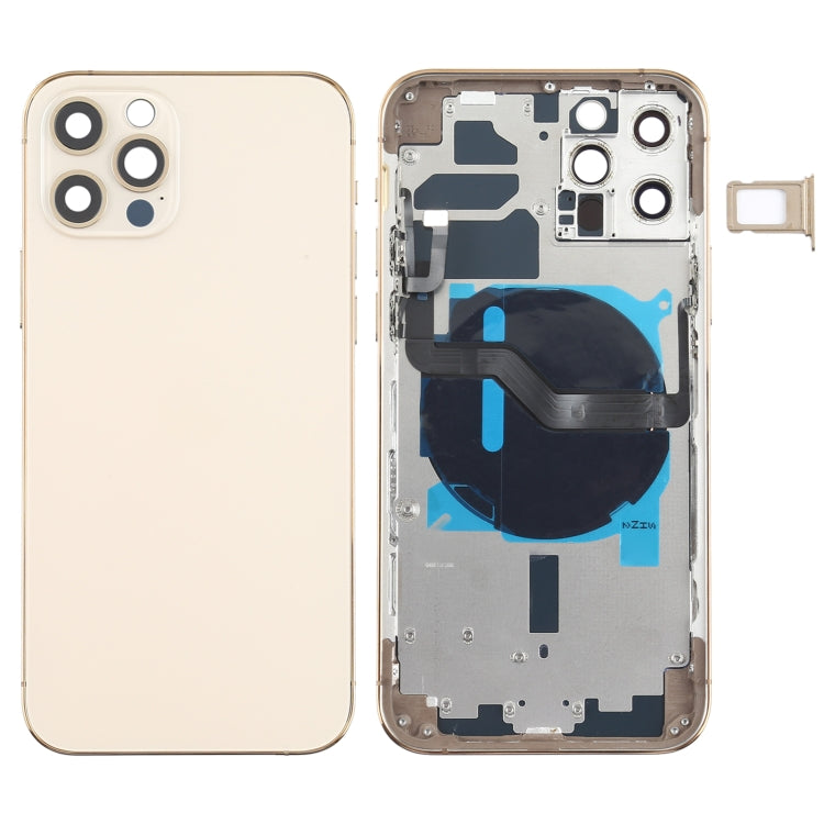 Battery Back Cover (with Side Keys & Card Tray & Power + Volume Flex Cable & Wireless Charging Module) for iPhone 12 Pro(Gold) - Back Cover by PMC TechLife | Online Shopping South Africa | PMC TechLife