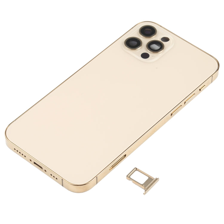 Battery Back Cover (with Side Keys & Card Tray & Power + Volume Flex Cable & Wireless Charging Module) for iPhone 12 Pro(Gold) - Back Cover by PMC TechLife | Online Shopping South Africa | PMC TechLife