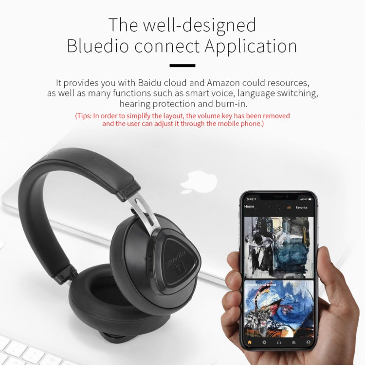 Bluedio TMS Bluetooth Version 5.0 Headset Bluetooth Headset Can Connect Cloud Data to APP(Black) - Headset & Headphone by Bluedio | Online Shopping South Africa | PMC Jewellery