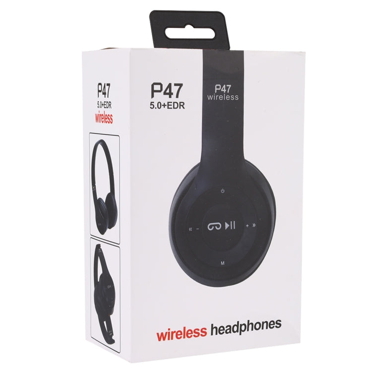P47 Foldable Wireless Bluetooth Headphone with 3.5mm Audio Jack, Support MP3 / FM / Call(Black) - Headset & Headphone by PMC Jewellery | Online Shopping South Africa | PMC Jewellery
