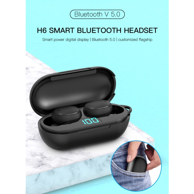 H6 TWS Bluetooth 5.0 Wireless Bluetooth Earphone with Digital Display & Charging Box, Support for Siri & HD Calls - TWS Earphone by PMC Jewellery | Online Shopping South Africa | PMC Jewellery