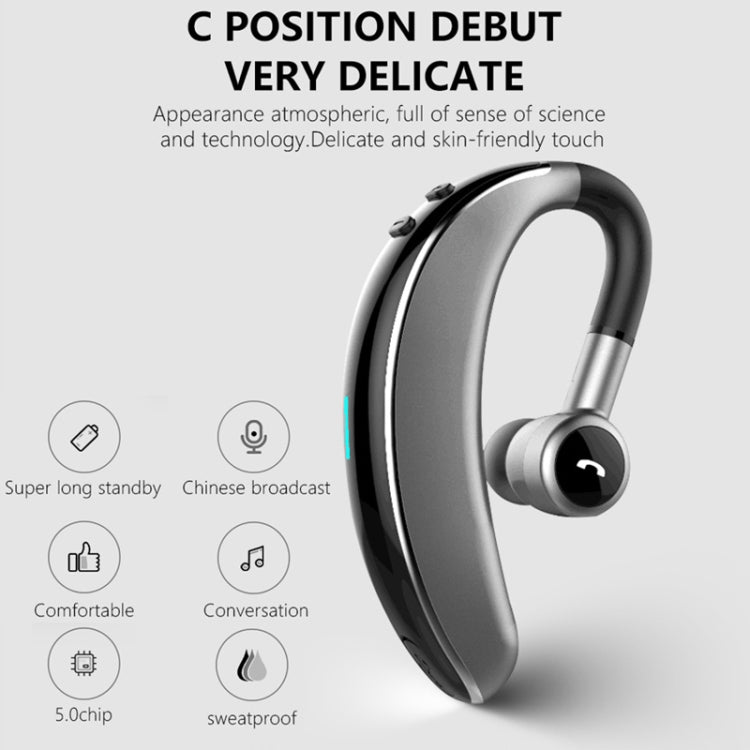 V7 Bluetooth 5.0 Business Style Wireless Stereo Sports Bluetooth Earphone, Support Inform Caller Name (Grey) - Bluetooth Earphone by PMC Jewellery | Online Shopping South Africa | PMC Jewellery