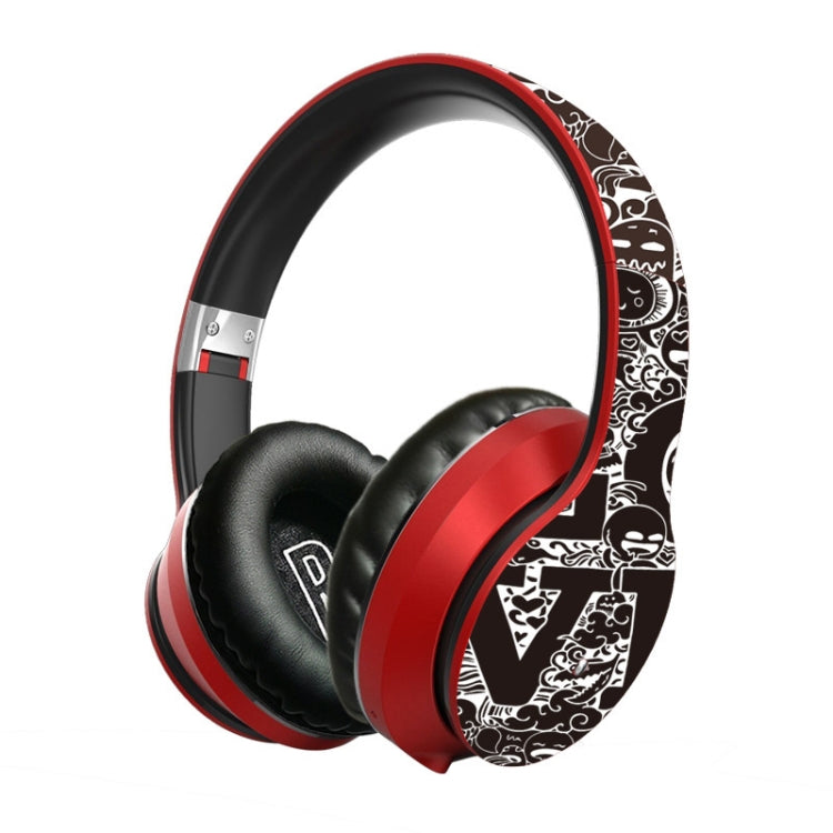 B1 Graffiti Pattern Wireless Bluetooth V5.0 Headset (Red) - Headset & Headphone by PMC TechLife | Online Shopping South Africa | PMC TechLife