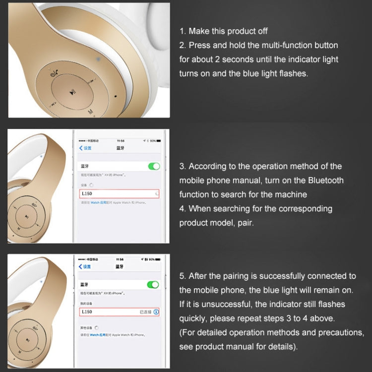 L150 Wireless Bluetooth V5.0 Headset (Silver) - Headset & Headphone by PMC TechLife | Online Shopping South Africa | PMC TechLife