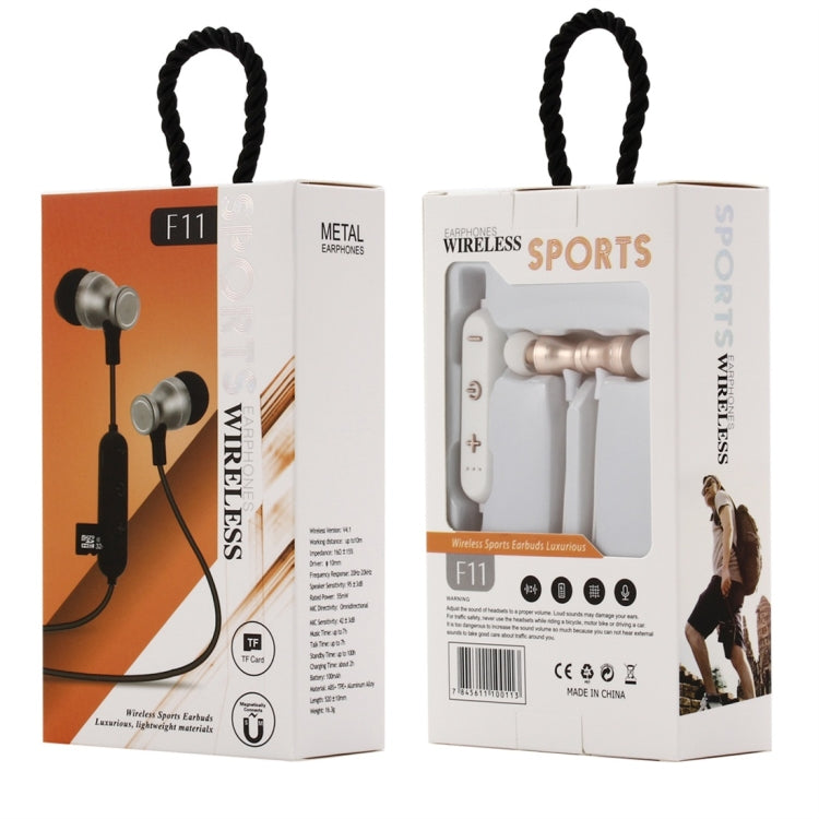 F11 Bluetooth 4.2 Hanging Neck Design Bluetooth Headset, Support Music Play & Switching & Volume Control & Answer(Rose Gold) - Neck-mounted Earphone by PMC TechLife | Online Shopping South Africa | PMC TechLife