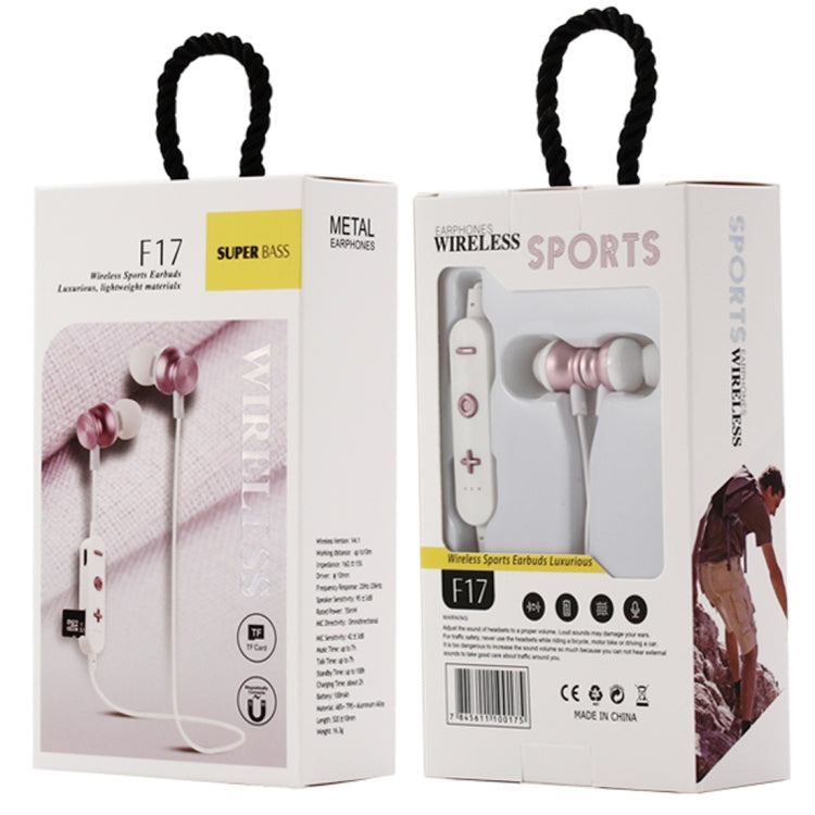 F17 Bluetooth 4.2 Hanging Neck Design Bluetooth Headset, Support Music Play & Switching & Volume Control & Answer(Rose Gold) - Neck-mounted Earphone by PMC Jewellery | Online Shopping South Africa | PMC Jewellery