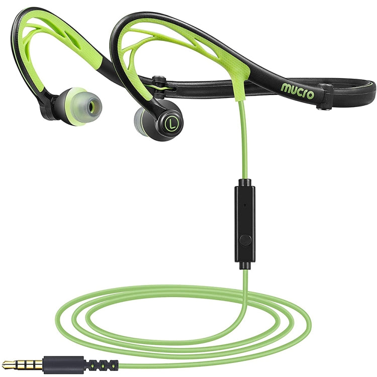 Mucro ML233 Foldable Wired Running Sports Headphones Night Neckband In-Ear Stereo Earphones, Cable Length: 1.2m(Green) - Sport Earphone by Mucro | Online Shopping South Africa | PMC Jewellery