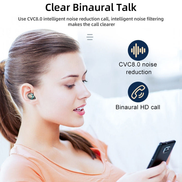 F9-5C Four-bar Breathing Light + Digital Display Noise Reduction Bluetooth Earphone(White) - Bluetooth Earphone by PMC TechLife | Online Shopping South Africa | PMC TechLife