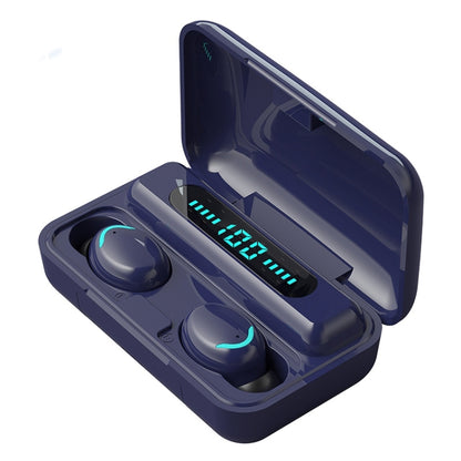 F9-5C Macaron Series Four-bar Breathing Light + Digital Display Noise Reduction Bluetooth Earphone (Dark Blue) - Bluetooth Earphone by PMC Jewellery | Online Shopping South Africa | PMC Jewellery