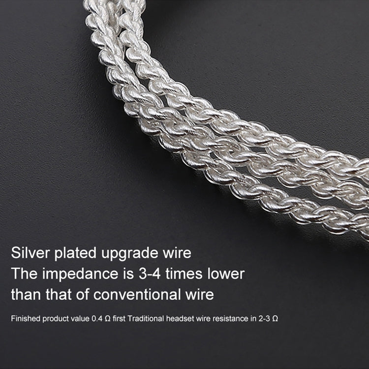 TRN Silver Plated Upgrade Cable Headphones Cable with A2DC Connection for TRN V10 V20 Earphone - Cable & Splitter by TRN | Online Shopping South Africa | PMC TechLife | Buy Now Pay Later Mobicred