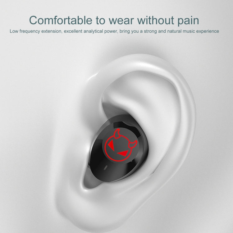 M23 Little Devil Pattern Intelligent Noise Reduction Touch Bluetooth Earphone with Three-screen Battery Display & Mirror Charging Box, Support HD Call & Siri (Red) - Bluetooth Earphone by PMC TechLife | Online Shopping South Africa | PMC TechLife