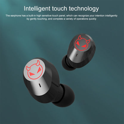 M23 Little Devil Pattern Intelligent Noise Reduction Touch Bluetooth Earphone with Three-screen Battery Display & Mirror Charging Box, Support HD Call & Siri (Red) - Bluetooth Earphone by PMC Jewellery | Online Shopping South Africa | PMC Jewellery