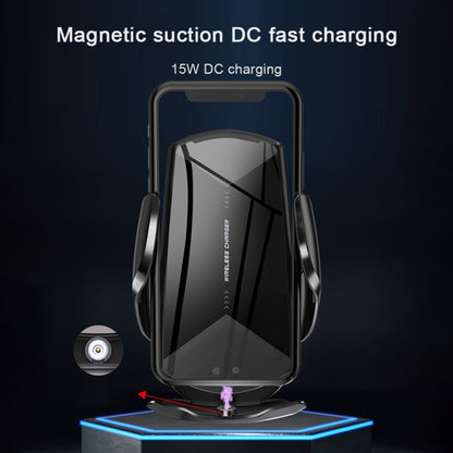 Q2 15W Universal Rotation Infrared Induction Magnetic Car Wireless Charging Mobile Phone Holder with Micro USB + 8 Pin + Type-C / USB-C Magnetic Connector(Blue) - Wireless Charger Holders by PMC Jewellery | Online Shopping South Africa | PMC Jewellery
