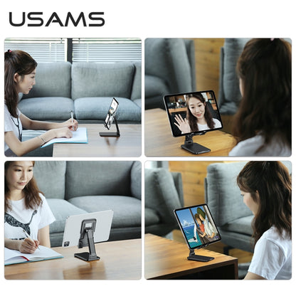 USAMS US-ZJ059 Retractable Mobile Phone Tablet Desktop Stand Holder(White) - Desktop Holder by USAMS | Online Shopping South Africa | PMC Jewellery