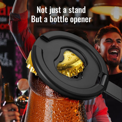 R-JUST SJ20-1 Aluminum Alloy Magnetic Bottle Opener Cellphone Holder Without No Trace Sticker (Black) - Hand-Sticking Bracket by R-JUST | Online Shopping South Africa | PMC Jewellery | Buy Now Pay Later Mobicred