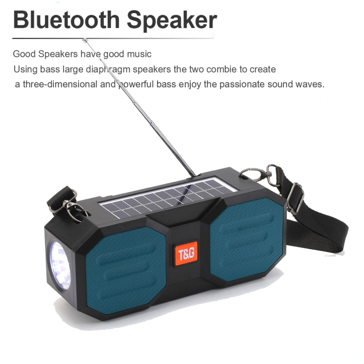 T&G TG634 Outdoor Solar Power Bluetooth Wireless Speaker with FM / Flashlight / TF Card Slot (Black+green) - Desktop Speaker by T&G | Online Shopping South Africa | PMC Jewellery