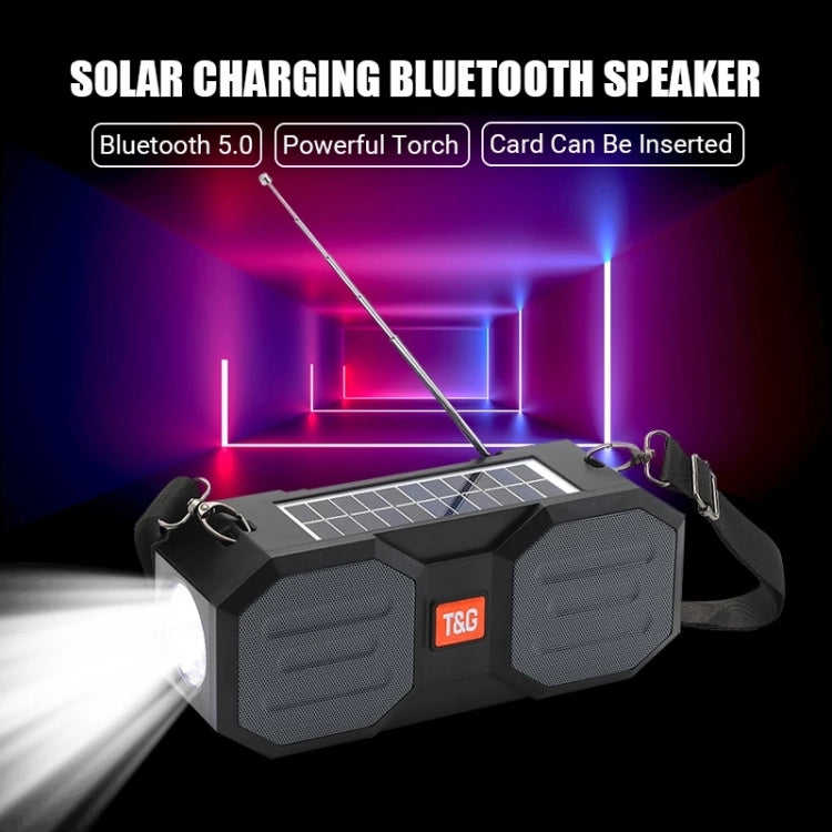 T&G TG634 Outdoor Solar Power Bluetooth Wireless Speaker with FM / Flashlight / TF Card Slot (Black+green) - Desktop Speaker by T&G | Online Shopping South Africa | PMC Jewellery