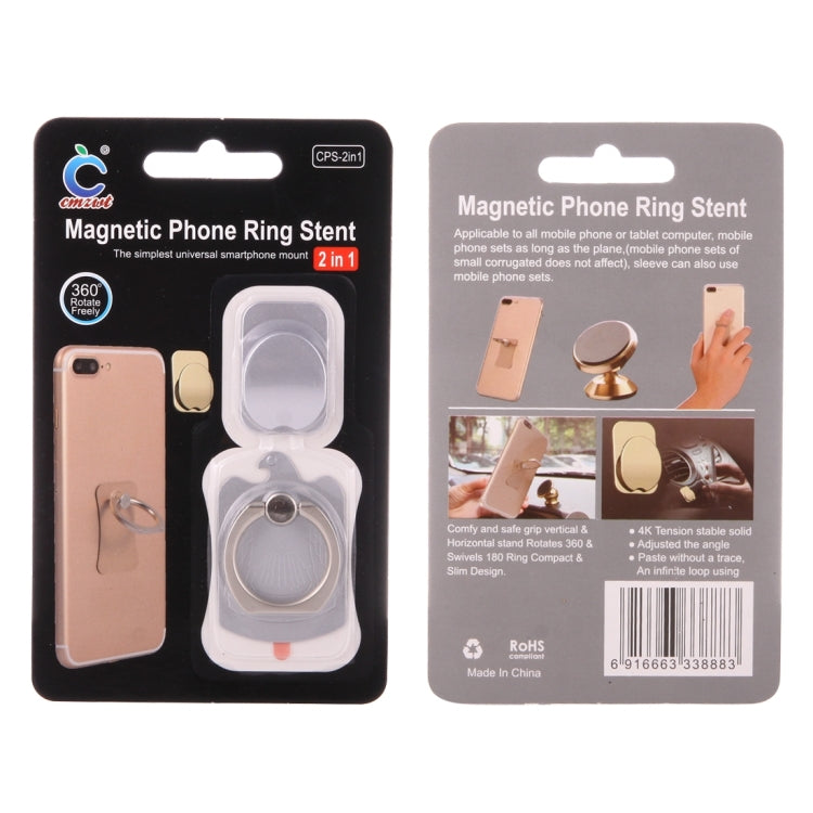 Cmzact CPS-2in1 2 in 1 Eagle Shape 360 Degrees Rotation Magnetic Phone Ring Stent Car Hook Mount(Silver) - Ring Holder by PMC Jewellery | Online Shopping South Africa | PMC Jewellery