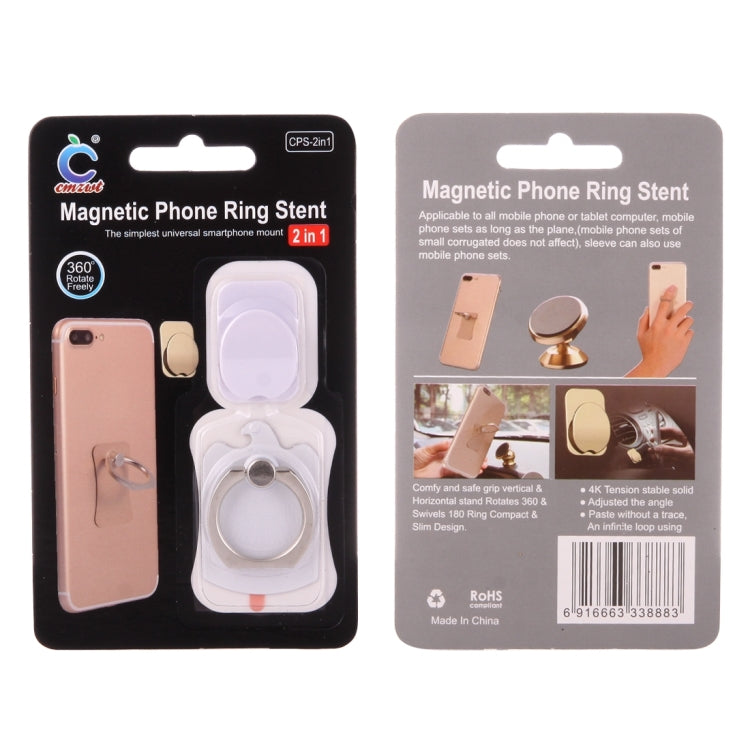 Cmzact CPS-2in1 2 in 1 Eagle Shape 360 Degrees Rotation Magnetic Phone Ring Stent Car Hook Mount(White) - Ring Holder by PMC TechLife | Online Shopping South Africa | PMC TechLife
