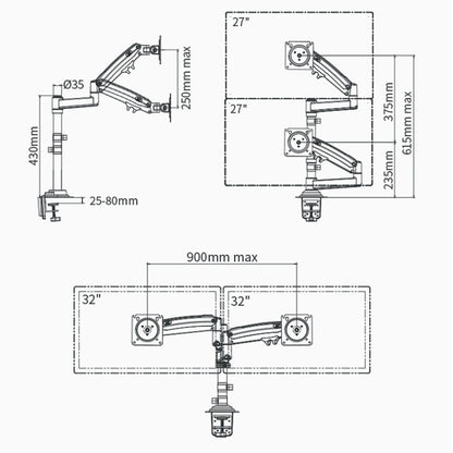 NB H180 Column Type Dual-screen Monitor Holder Desktop Rotating Lifting Computer Monitor Base Hanger (Black) - Desktop Holder by PMC Jewellery | Online Shopping South Africa | PMC Jewellery