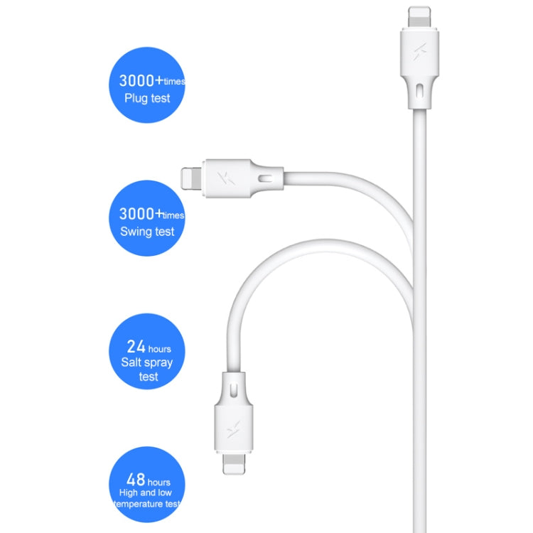 WK WDC-105i 2.4A 8 Pin Full Speed Pro Charging Data Cable, Length: 25cm(White) - Normal Style Cable by WK | Online Shopping South Africa | PMC Jewellery