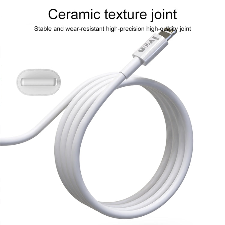IVON CA70 8 Pin Fast Charging Data Cable, Length: 3m (White) - Normal Style Cable by IVON | Online Shopping South Africa | PMC TechLife
