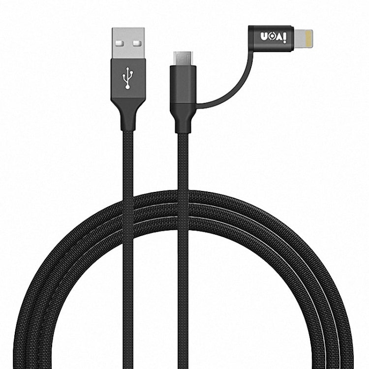 IVON CA51 2.4A USB to 8 Pin + Micro USB 2 in 1 Charging Sync Data Cable, Length: 1m(Black) - 2 in 1 Cable by IVON | Online Shopping South Africa | PMC Jewellery