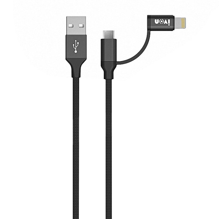 IVON CA51 2.4A USB to 8 Pin + Micro USB 2 in 1 Charging Sync Data Cable, Length: 1m(Black) - 2 in 1 Cable by IVON | Online Shopping South Africa | PMC Jewellery
