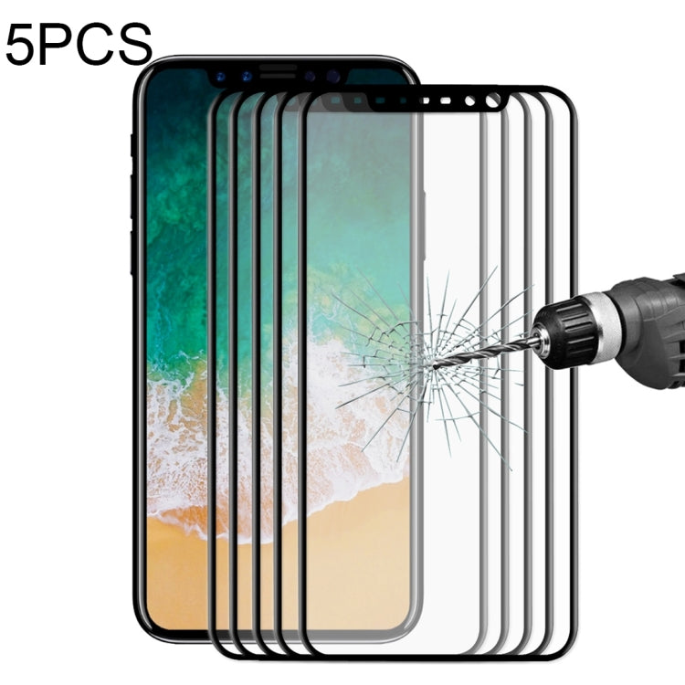 For iPhone X 5pcs ENKAY Hat-Prince 0.2mm 9H Surface Hardness 3D Explosion-proof Full Screen Carbon Fiber Soft Edges Tempered Glass Screen Film (Black) - iPhone X & XS Tempered Glass by ENKAY | Online Shopping South Africa | PMC Jewellery