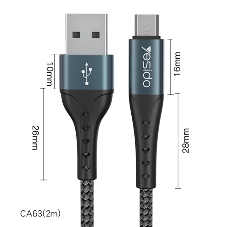 Yesido CA63 2.4A USB to Micro USB Charging Cable, Length: 2m - Micro USB Cable by Yesido | Online Shopping South Africa | PMC Jewellery
