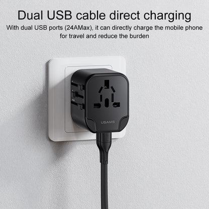 USAMS US-CC173 T55 12W Universal Multi Plug Travel Charger(Black) - International Plug Adaptor by USAMS | Online Shopping South Africa | PMC Jewellery