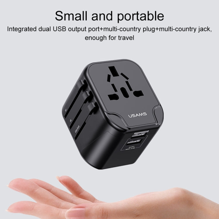 USAMS US-CC173 T55 12W Universal Multi Plug Travel Charger(Black) - International Plug Adaptor by USAMS | Online Shopping South Africa | PMC Jewellery