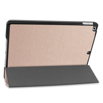 For iPad 10.2 Custer Texture Horizontal Flip Smart PU Leather Case with Sleep / Wake-up Function & Three-folding Holder (Gold) - iPad 10.2 Cases by PMC Jewellery | Online Shopping South Africa | PMC Jewellery