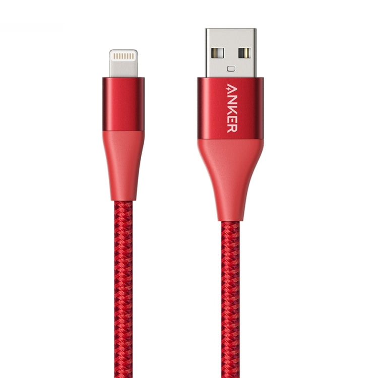 ANKER A8452 Powerline+ II USB to 8 Pin Apple MFI Certificated Nylon Pullable Carts Charging Data Cable, Length: 0.9m(Red) - MFI Cable by ANKER | Online Shopping South Africa | PMC Jewellery