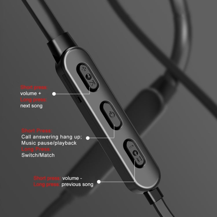 Bluetooth 5.1 Round Wire Neck-mounted Bluetooth Sports Earphone with Magnetic Function(Black) - Neck-mounted Earphone by PMC TechLife | Online Shopping South Africa | PMC TechLife