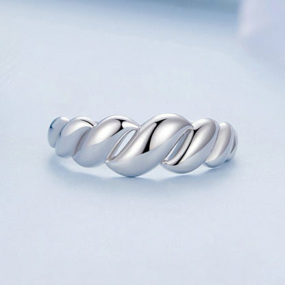 BSR459-E S925 Sterling Silver White Gold Plated Wavy Open Adjustable Ring - Rings by PMC Jewellery | Online Shopping South Africa | PMC Jewellery