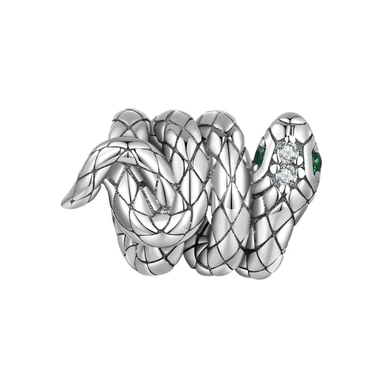 SCC2549 S925 Sterling Silver Coiled Snake Pendant Accessories DIY Bracelet Beads - Jewelry Accessories by PMC Jewellery | Online Shopping South Africa | PMC Jewellery