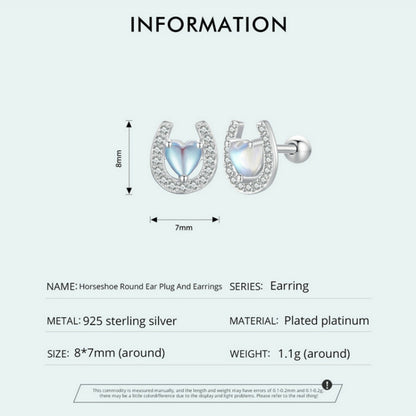 SCE1612 Sterling Silver S925 Horseshoe Round Stud Earrings - Stud Earrings & Earrings by PMC Jewellery | Online Shopping South Africa | PMC Jewellery