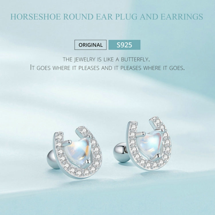 SCE1612 Sterling Silver S925 Horseshoe Round Stud Earrings - Stud Earrings & Earrings by PMC Jewellery | Online Shopping South Africa | PMC Jewellery