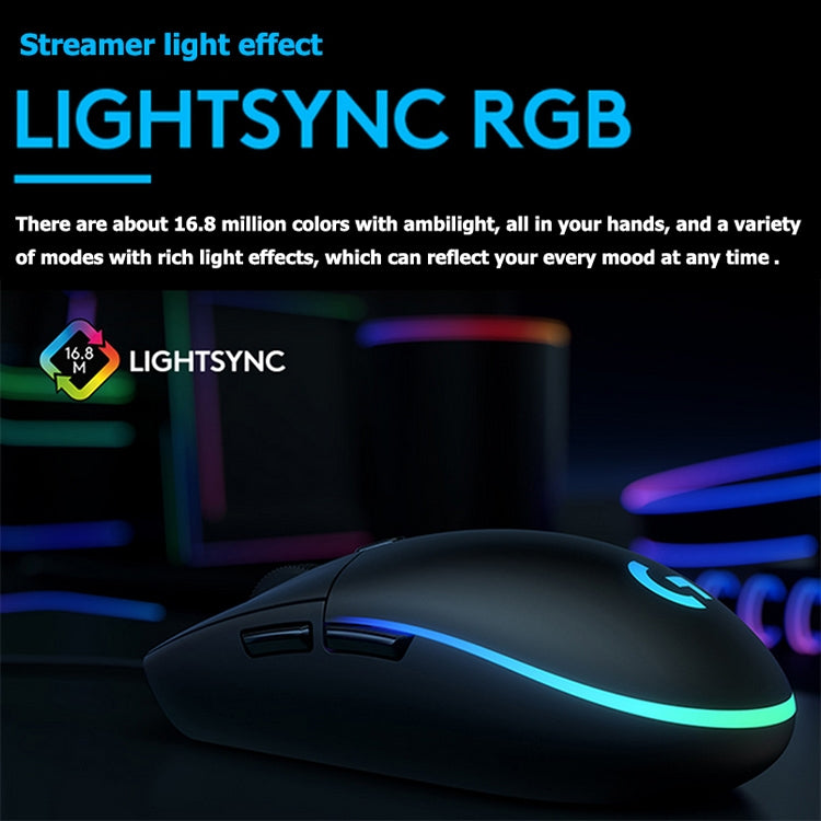 Logitech G102 2nd Gen. LIGHTSYNC 8000 DPI 6 Buttons RGB Backlight USB Wired Optical Gaming Mouse(Black) - Wired Mice by Logitech | Online Shopping South Africa | PMC Jewellery