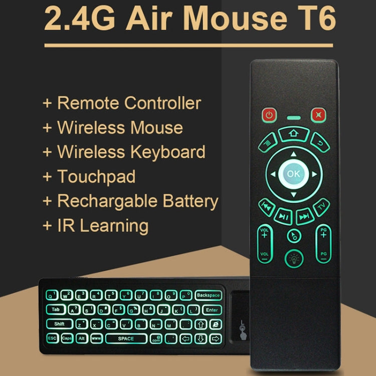 T6 Colorful Light Version Air Mouse 2.4GHz Wireless Keyboard Remote Controller with Touchpad & IR Learning for PC, Android TV Box / Smart TV, Multi-media Devices - MINI PC Accessories & Gadgets by PMC Jewellery | Online Shopping South Africa | PMC Jewellery