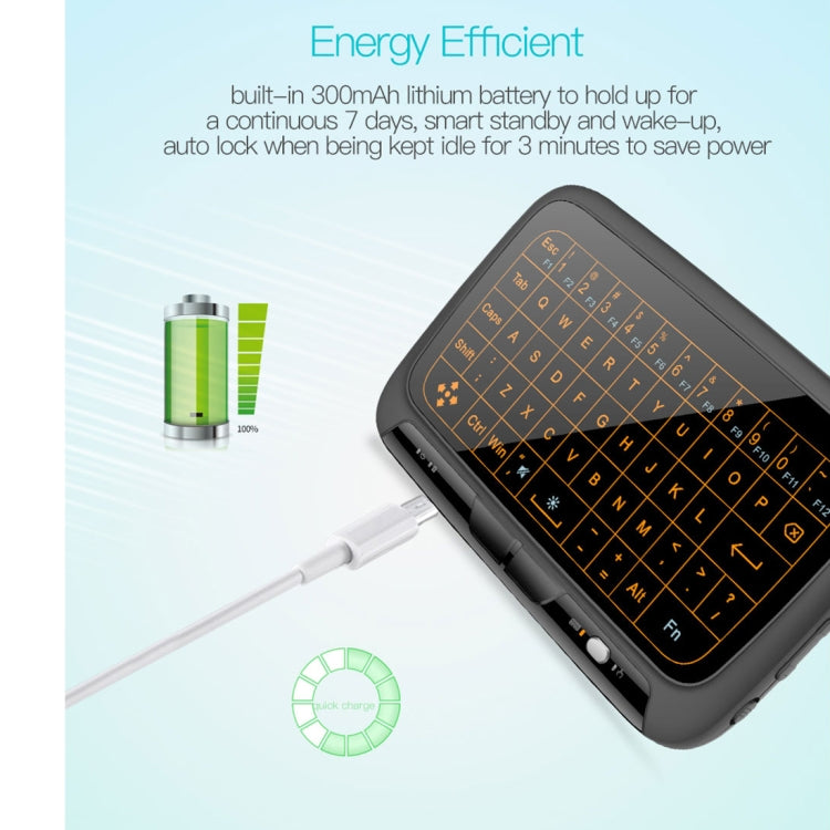 H18+ 2.4GHz Mini Wireless Keyboard Full Touchpad with 3-Level Adjustable Backlight(Black) - MINI PC Accessories & Gadgets by PMC TechLife | Online Shopping South Africa | PMC TechLife