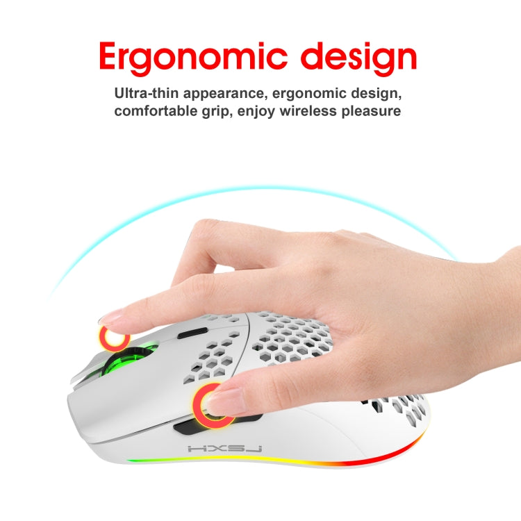 HXSJ T66 7 Keys Colorful Lighting Programmable Gaming Wireless Mouse (White) - Wireless Mice by HXSJ | Online Shopping South Africa | PMC TechLife | Buy Now Pay Later Mobicred