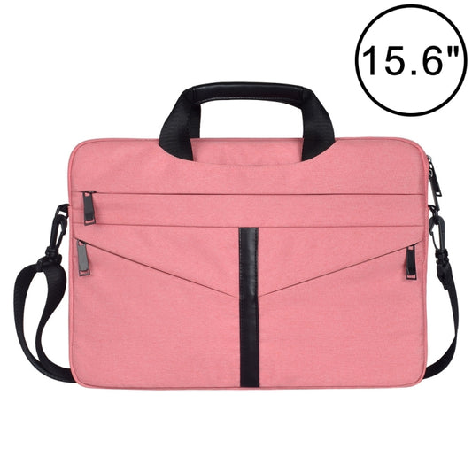 15.6 inch Breathable Wear-resistant Fashion Business Shoulder Handheld Zipper Laptop Bag with Shoulder Strap (Pink) - 14.1 inch by PMC Jewellery | Online Shopping South Africa | PMC Jewellery