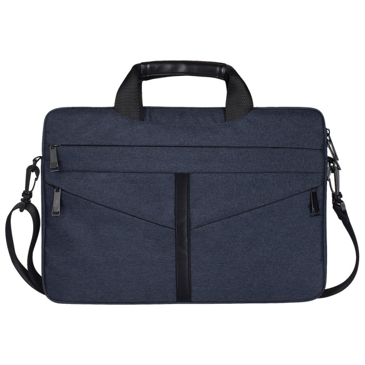 15.6 inch Breathable Wear-resistant Fashion Business Shoulder Handheld Zipper Laptop Bag with Shoulder Strap (Navy Blue) - 14.1 inch by PMC Jewellery | Online Shopping South Africa | PMC Jewellery