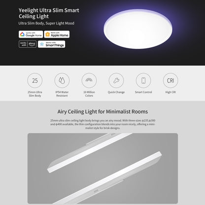 Yeelight Ultrathin Smart LED Ceiling Light, Diameter: 23.5cm - Hanging Light by Yeelight | Online Shopping South Africa | PMC Jewellery