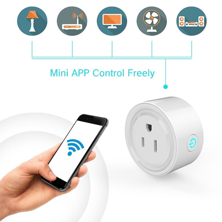 10A Round Shape WiFi Mini Plug APP Remote Control Timing Smart Socket Works with Alexa & Google Home, AC 100-240V, US Plug - Smart Socket by PMC Jewellery | Online Shopping South Africa | PMC Jewellery