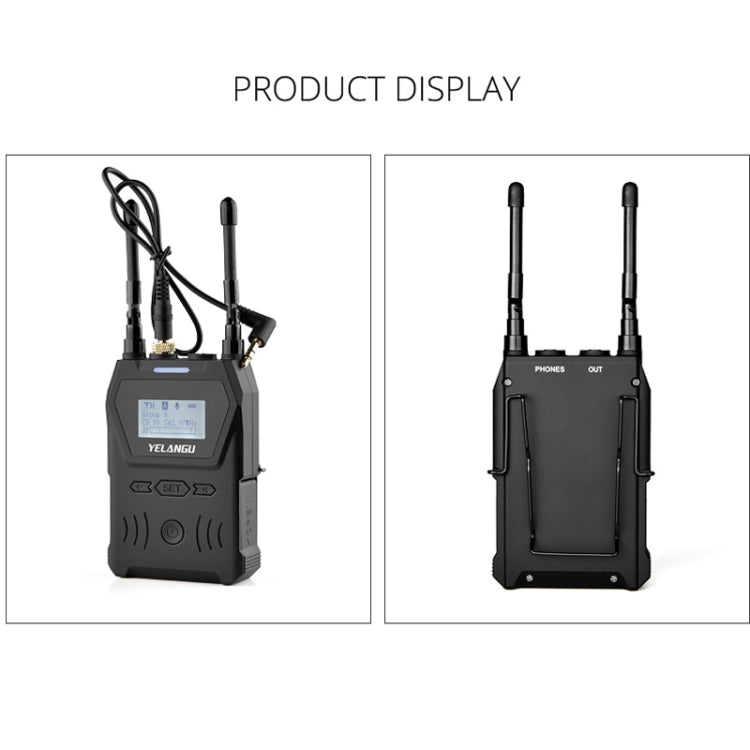 YELANGU YLG9929C MX4 Dual-Channel 100CH UHF Wireless Microphone System with Transmitter and Receiver for DSLR Cameras and Video Cameras(Black) - Camera Microphone by YELANGU | Online Shopping South Africa | PMC Jewellery | Buy Now Pay Later Mobicred