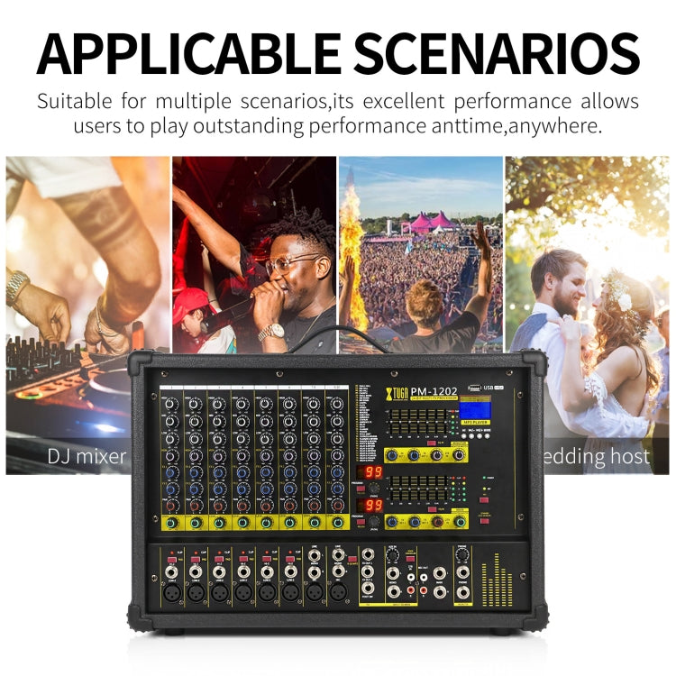 XTUGA PM1202 900W 10 Channel Stage Power Mixer 24Bit Multil-FX Processor Dual 99 DSP Effect DJ Amplifier (AU Plug) - Live Sound Effects Processors by XTUGA | Online Shopping South Africa | PMC TechLife